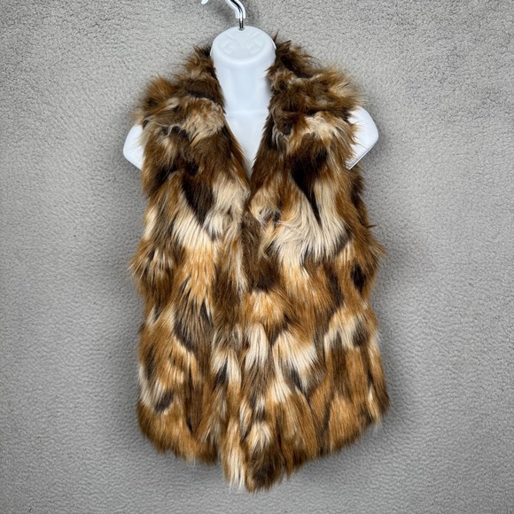CI SONO Vest Womens S Brown Faux Fur 70s Style Retro Boho Hippie Festival Retro - Picture 1 of 14